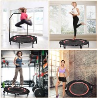 ANCHEER Fitness Exercise Trampoline with Handle Bar 40" Foldable Rebounder Cardio Workout Training for Adults or Kids Max. Load 300lbs Zero Stretch Jump Mat - B6FQ10M2M