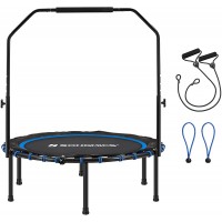 SONGMICS 40 Inch Mini Fitness Trampoline Indoor with Bungee Cords Exercise Rebounder with Adjustable Bar Foldable Easy Install for Adult at-Home Workout 264.6 lb Load Capacity - B8NSCGAHQ