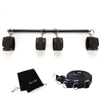 EXREIZST Adjustable Expandable Spreader Bar with 4 Leather Straps Nylon Bands Sports Aid Training System Set Black and Brown - BCQT603KH