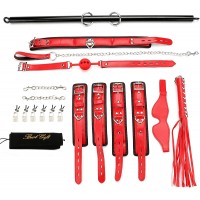 exreizst Expandable Black Spreader Bar with Red Leather Straps Adjustable Exercise Training Tools System Set for Home Gyms - BJC0DF6GS
