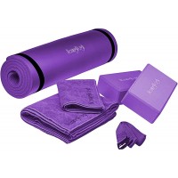 HemingWeigh Yoga Starter Kit for Beginners 72" Barefoot Exercise Set for Women and Men Thick Non Slip Yoga Mat Foam Blocks Strap 2 Microfiber Towels Ideal for Home or Outdoor Fitness - BMDMFR8R0