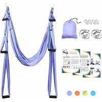 Sotech Aerial Yoga Swing Set Yoga Hammock Anti-Gravity Sling Kit Inversion Swing Exercises with 2 Extension Daisy Straps and 4 Carabiners for Beginners and Kids Light Purple - BLRVU7P0R