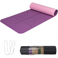 Future Way Non Slip Yoga Mat 1 4-Inch Thick Workout Mat with Alignment Lines Eco-Friendly TPE Fitness Pilates Mat for Home Gym Carrying Bag and Strap Included 72 x 26 Inches - B0CZR2NC1