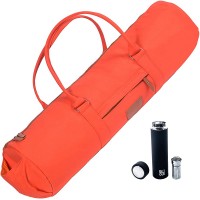 Yoga mat carrier Yoga Bag for 24 inches width and 1 4 or 1 3 inches thick mat + 15 oz Reusable Coffee Tea Tumbler! Double Zipper and outside pockets CARRY BAG FOR yoga accessories! - BF8Q2NJXB