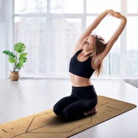 YogiMate Natural Cork Yoga Mat With Carry Bag. Hypoallergenic perfect for wet and dry yoga with TPE backing - B88QDV5G2
