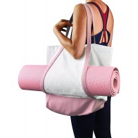 Zingtto Yoga Mat Bag Large Yoga Bags and Carriers Fits All Your Stuff Yoga Accessories Gym Bag Cotton Canvas Totes Bags Shoulder Bag for Thick Mats Pink - B4H4RSDQ0