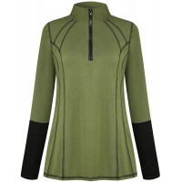 MOQIVGI Womens Half Zip Long Sleeve Athletic Workout Sweatshirts Fitness Yoga Running Tops with Thumb Holes - BL1DQ2NA4