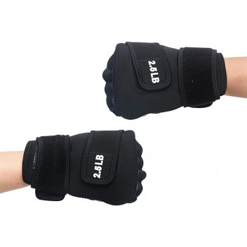PURATEN Weighted Gloves 5lb2.5lb Each Soft Iron Fitness Gloves with Lengthen Wrist Strap for Gym Boxing Taekwondo Running Training Washable - BCMPR79S3