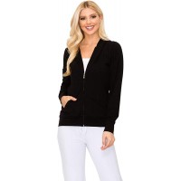 Lightweight Comfy Cotton Casual Active Full Zip-up Plain Hoodie Jacket for Women - BWM64AAT7
