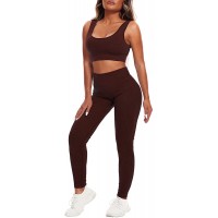 YUMSUN Women Workout Sets 2 Piece Seamless Ribbed Crop Tank Top Sport Gym High Waist Running LeggingYoga Outfits - BKFU7PY8Q
