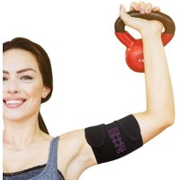 Slimmer Trimmer Premium Arm Trimmers for Women + Men Thermal Slimming Wraps. Fat Burner Trainer Bands 2 PACK Arms up to 16" Black - BLYUV6BPH